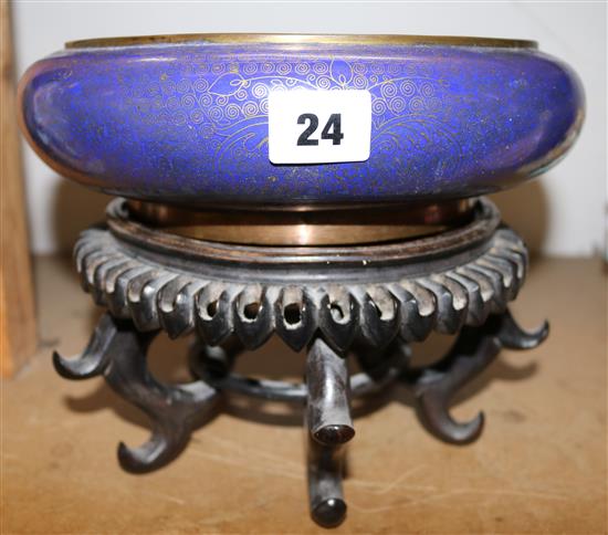 Cloisonne bowl on stand